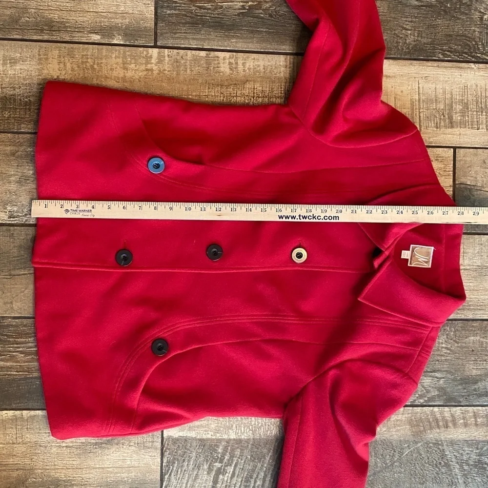 JM Collection Vibrant Red Pea Coat